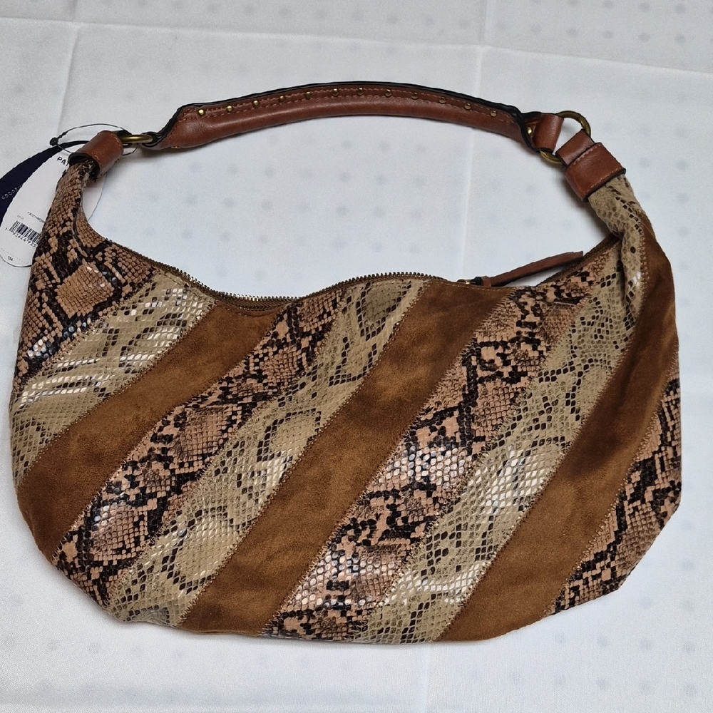 Nwt Scoop Brown and Tan Snake Print Women's Boho Bag